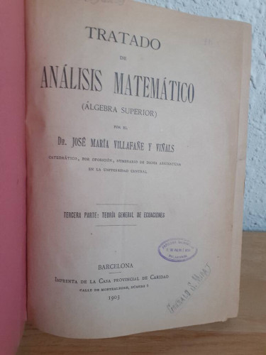 Portada del libro de TRATADO DE ANALISIS MATEMATICO TERCERA PARTE TEORIA GENERAL DE ECUACIONES