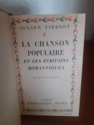 Portada del libro de LA CHANSON POPULAIRE ET LES ECRIVAINS ROMANTIQUES