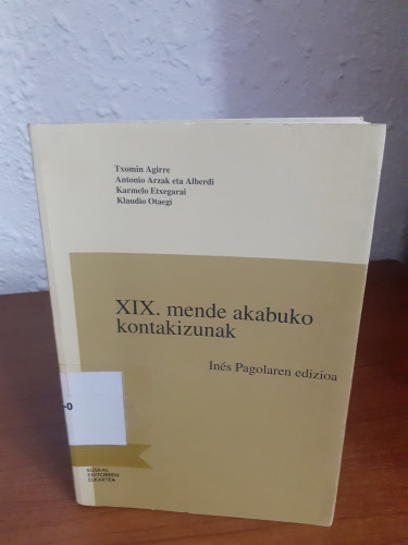 Portada del libro de XIX. mende akabuko kontakizunak (Klasikoak)