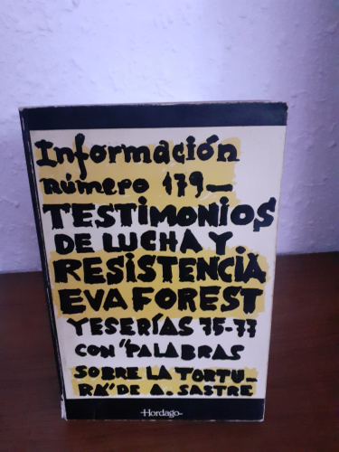 Portada del libro de Información número 179 Testimonios de lucha y resistencia: YeserÍas 75-77 