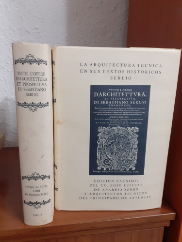 Portada del libro de La Arquitectura Técnica en su textos Históricos. Serlio / 2 tomos