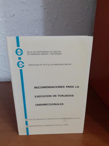 Portada del libro de Recomendaciones para la ejecución de forjados unidireccionales