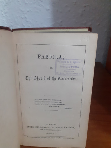 Portada del libro de FABIOLA OR THE CHURCH OF THE CATACOMBS