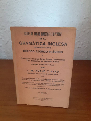 Portada del libro de CLAVE DE TEMAS DIRECTOS E INGLESA SEGUNDO METODO TEORICO PRACTICO Y TRADUCCION INVERSA DE LAS CARTAS...