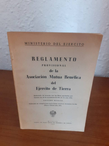 Portada del libro de REGLAMENTO PROVISIONAL DE LA ASOCIACION MUTUA BENEFICA DEL EJERCITO DE TIERRA