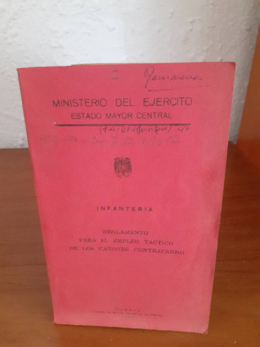 Portada del libro de INFANTERIA REGLAMENTO PARA EL EMPLEO TACTICO DE LOS CAÑONES CONTRACARRO