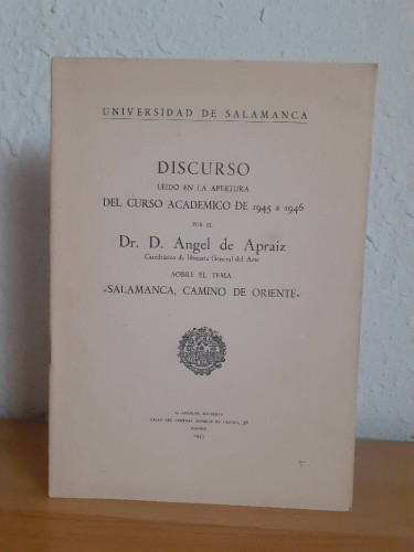 Portada del libro de DISCURSO LEIDO EN LA APERTURA DEL CURSO ACADEMICO DE 1945 A 1946