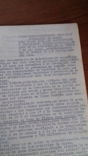 Portada del libro de CURSO PREUNIVERSITARIO 1960 1961 HIDROLOGIA DE ESPAÑA // 22 TEMAS