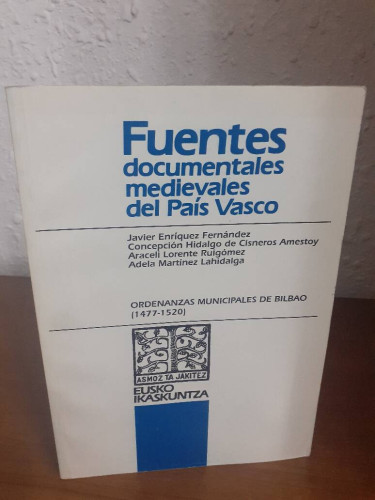 Portada del libro de ORDENANZAS MUNICIPALES DE BILBAO 1477 1520