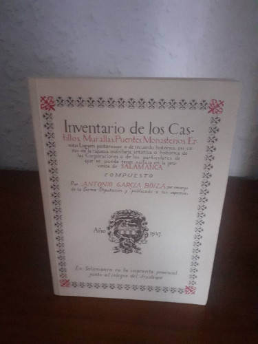 Portada del libro de INVENTARIO DE LOS CASTILLOS MURALLAS PUENTES MONASTERIOS ERMITAS LUGARES PINTORESCOS O DE RECUERDO HISTORICO...